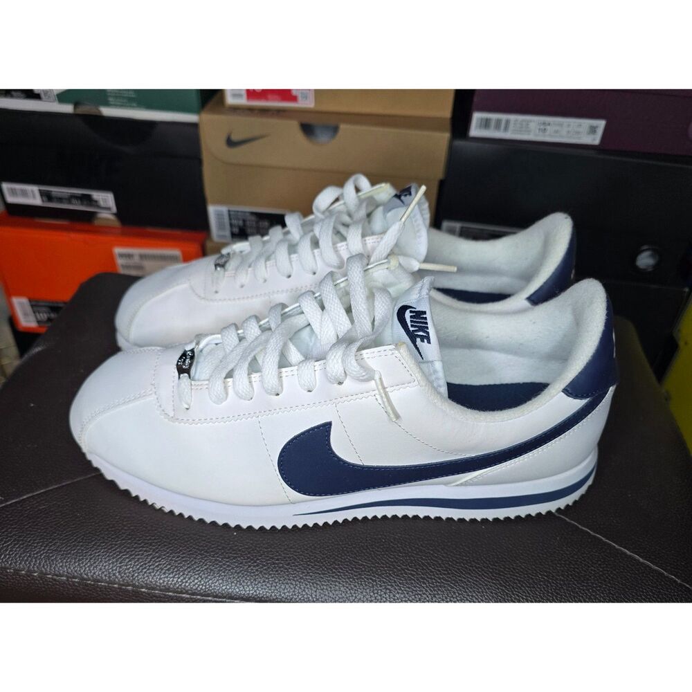 Nike Cortez Basic Leather White Obsidian Navy 819719-141 Men’s Size 10 OG